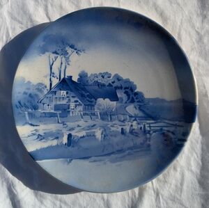 Delft Blue Holland Plate Cottage In Woods